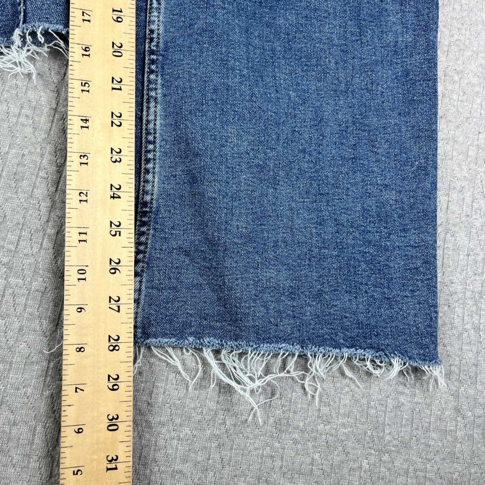 Zara Y2K 90s Baggy Wide Leg Jeans Women 6/26X28 Blue Wash High Rise Raw Hem - Picture 5 of 9